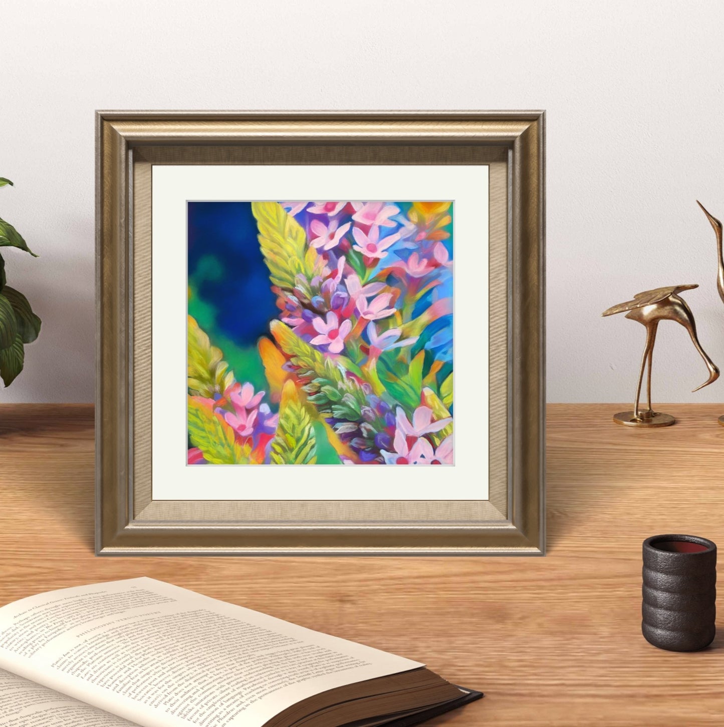 Pink Painted Flowers Poster/Print, Vivid Flowers, Colourful Floral artwork, Wall Art