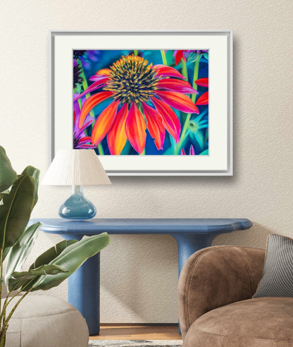 Digital download of Painted Cone Flowers ,Original hand-painted by Dawn Bouchard, Vivid Orange Coneflowers Flowers, Colourful Floral artwork, Wall Art