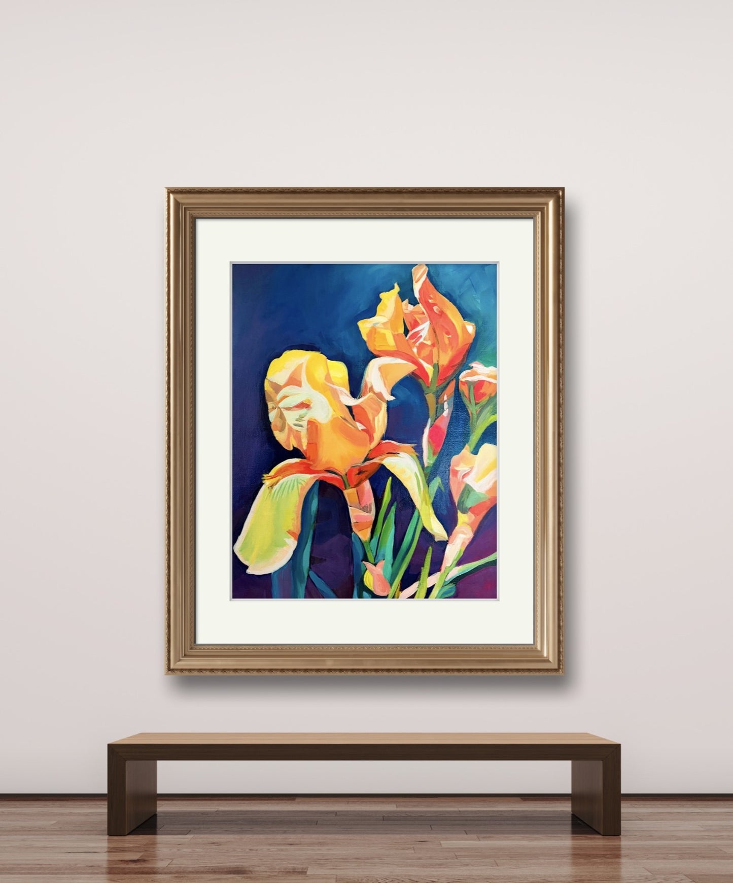 Painted  Iris Flowers Poster/Print, Vivid Irises Flower, Colourful Floral artwork, Wall Art