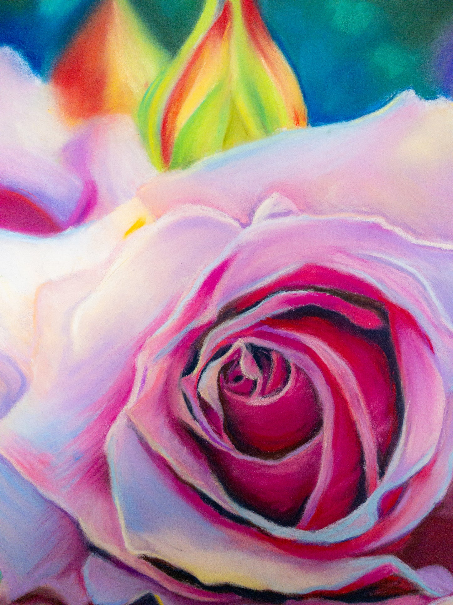 Digital Download of Pink Roses Art Flower Painting, Original Hand painted by Dawn Bouchard, Vivid Wild Flower, Colourful Floral artwork, Pink Roses, Wall Art