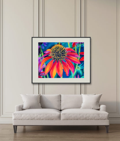 Digital download of Painted Cone Flowers ,Original hand-painted by Dawn Bouchard, Vivid Orange Coneflowers Flowers, Colourful Floral artwork, Wall Art