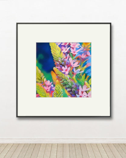 Pink Painted Flowers Poster/Print, Vivid Flowers, Colourful Floral artwork, Wall Art