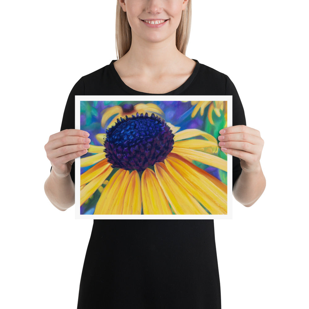 Black eyed Susan Art Flower Print/Poster, Vivid Wild Flower, Colourful Floral artwork, Black-eyed Susan, Wall Art