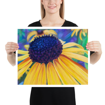 Black eyed Susan Art Flower Print/Poster, Vivid Wild Flower, Colourful Floral artwork, Black-eyed Susan, Wall Art