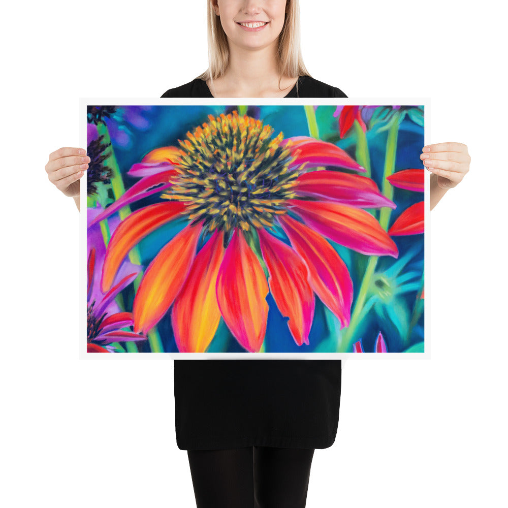 Digital download of Painted Cone Flowers ,Original hand-painted by Dawn Bouchard, Vivid Orange Coneflowers Flowers, Colourful Floral artwork, Wall Art